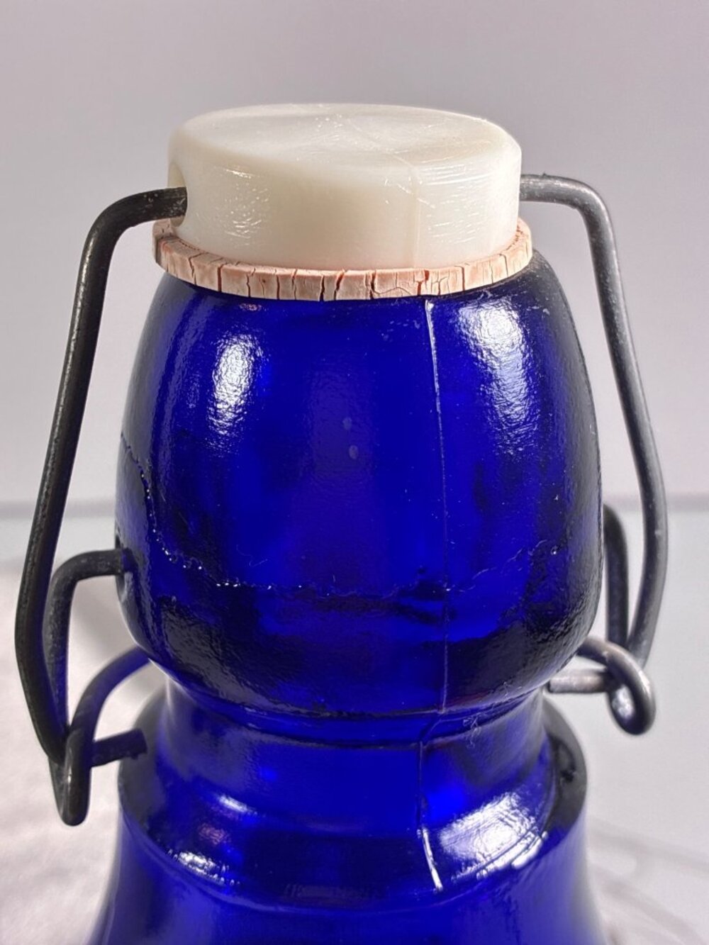 Vintage Italian Cobalt Blue Embossed Glass Bottle - Picture 12 of 15